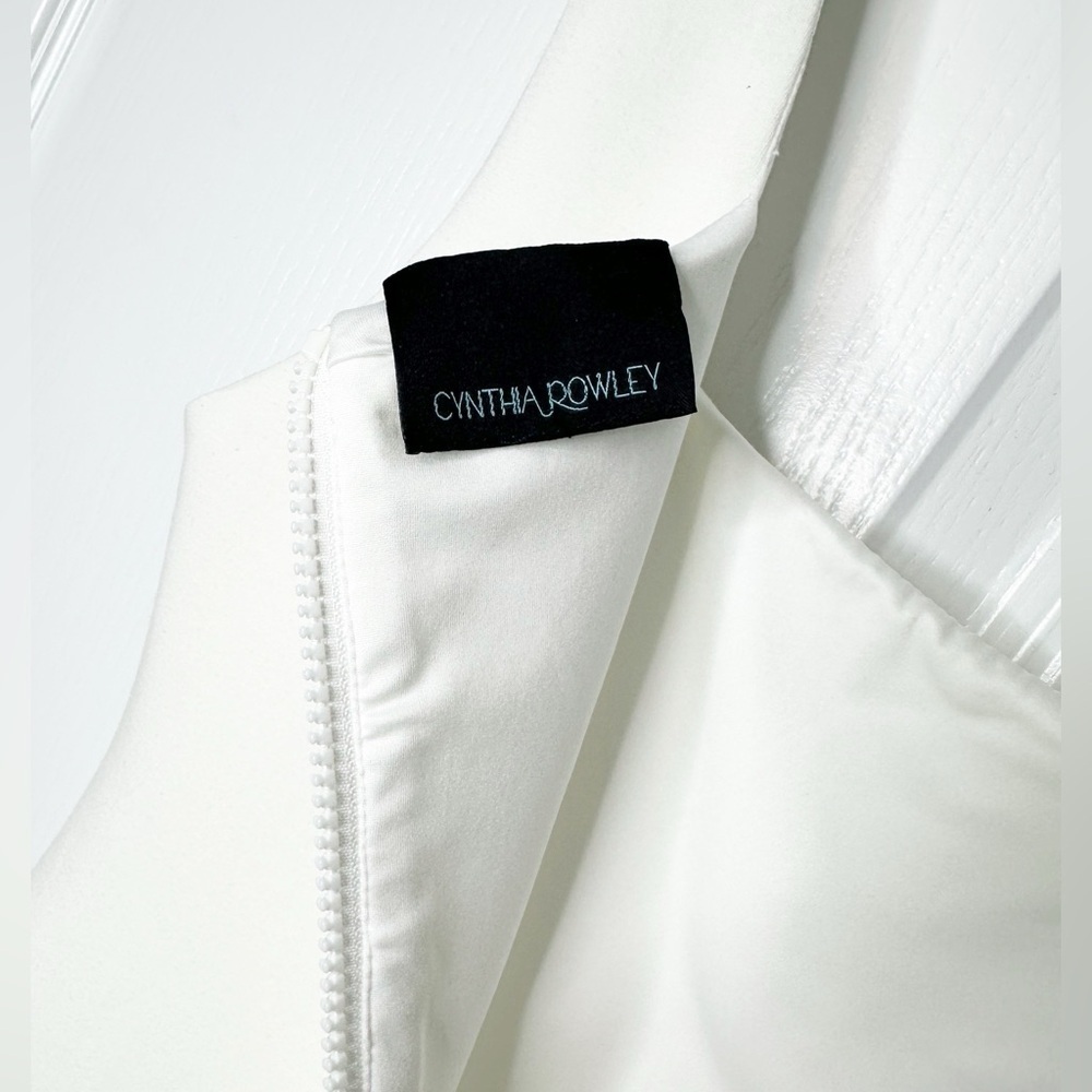Cynthia Rowley Cream Square-Neck Mini Dress with Feather Hem - Picture 7 of 10